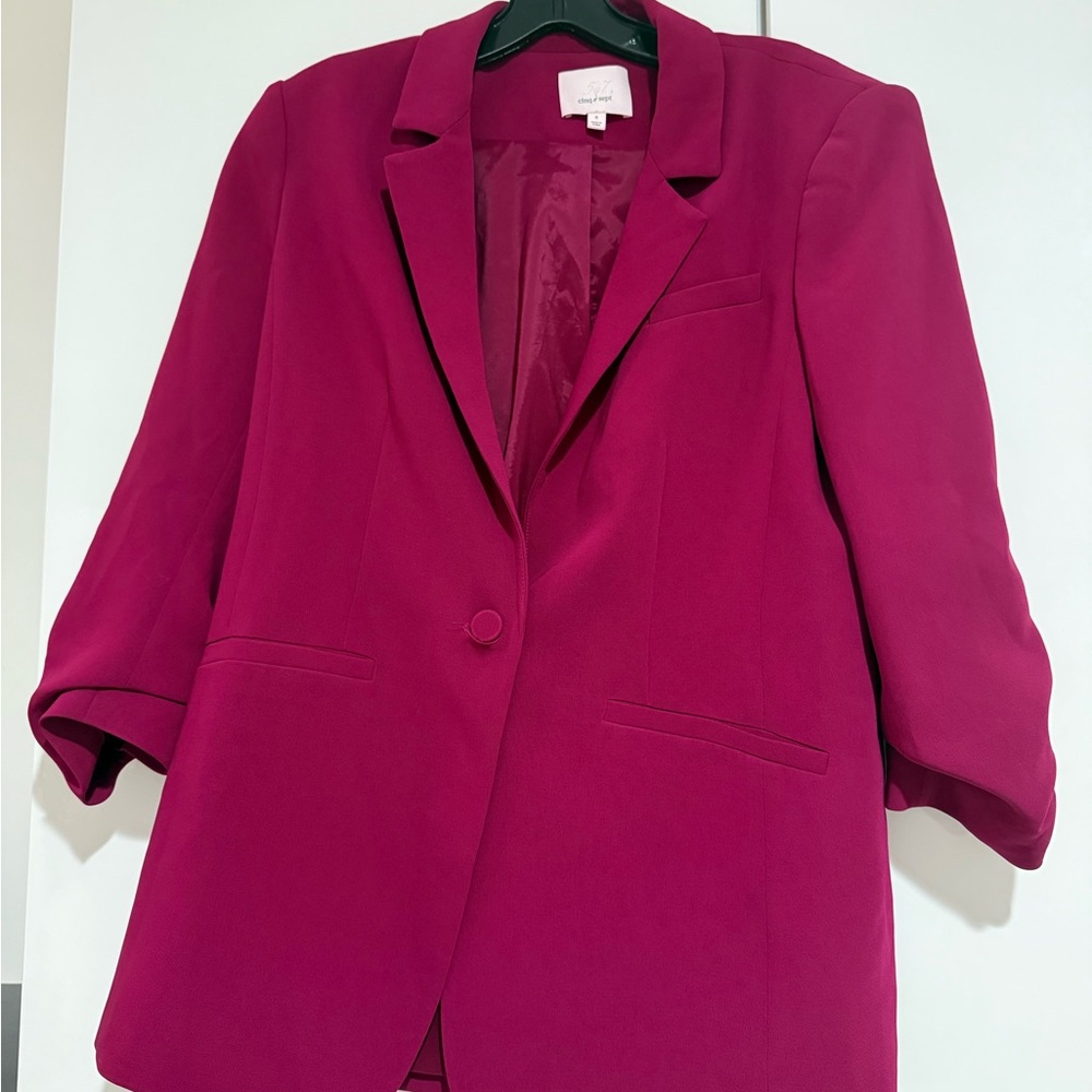 Cinq à Sept Fuchsia Khloe Ruched-Cuff Blazer